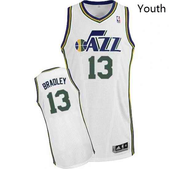 Youth Adidas Utah Jazz 13 Tony Bradley Authentic White Home NBA Jersey